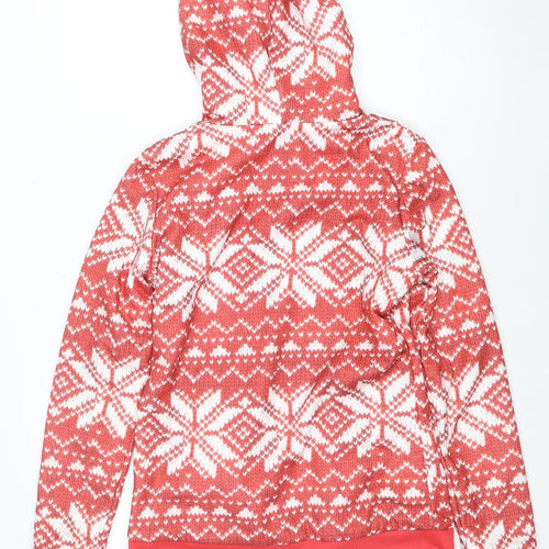 Roxy Womens Red White Fair Isle Full Zip Hoodie Medium