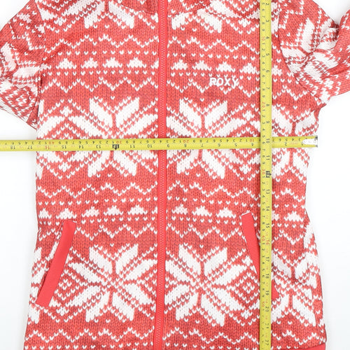 Roxy Womens Red White Fair Isle Full Zip Hoodie Medium