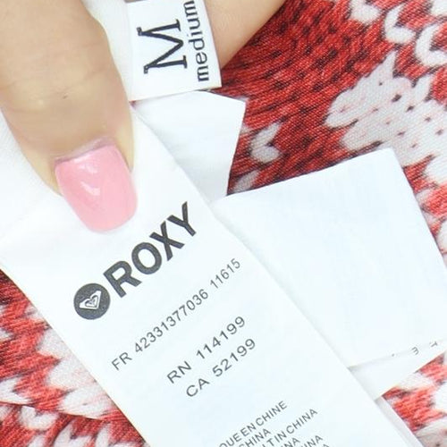 Roxy Womens Red White Fair Isle Full Zip Hoodie Medium