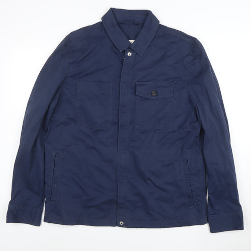 Marks and Spencer Men's Blue Cotton Jacket Size L Casual Zip Front