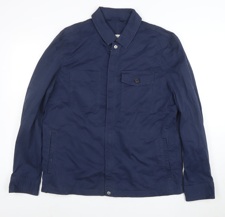 Marks and Spencer Men's Blue Cotton Jacket Size L Casual Zip Front