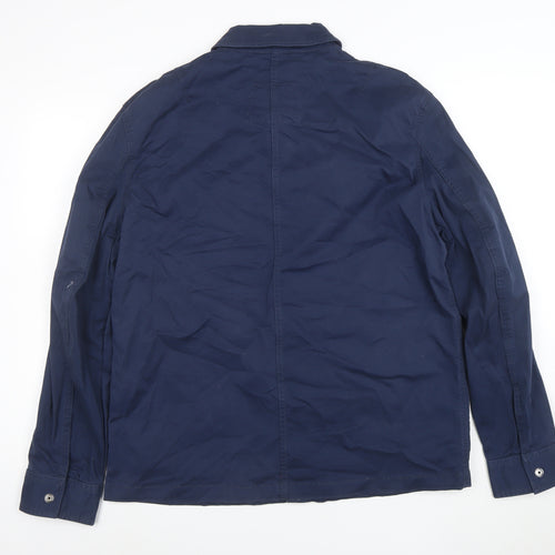 Marks and Spencer Men's Blue Cotton Jacket Size L Casual Zip Front