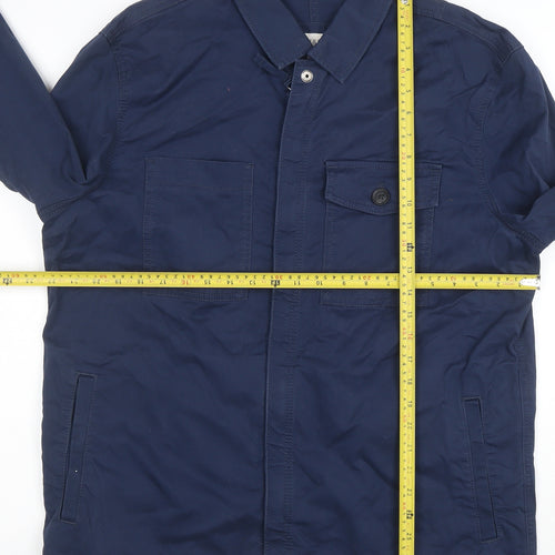 Marks and Spencer Men's Blue Cotton Jacket Size L Casual Zip Front