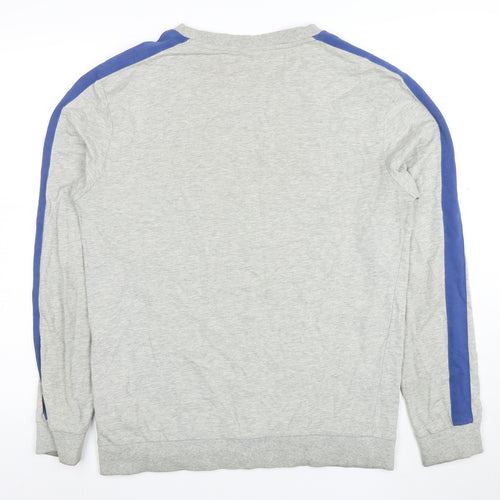 Hugo Boss Men's Grey Blue Stripe Crew Neck Sweatshirt Size M