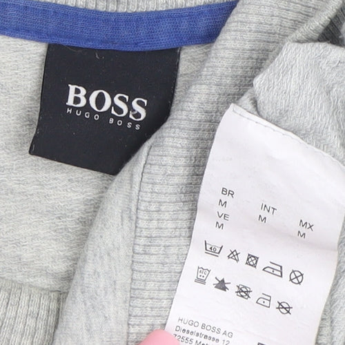 Hugo Boss Men's Grey Blue Stripe Crew Neck Sweatshirt Size M