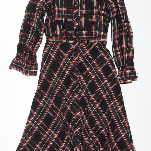 H&M Women’s Multicoloured Check Shirt Dress Size 6 Long Sleeve Midi