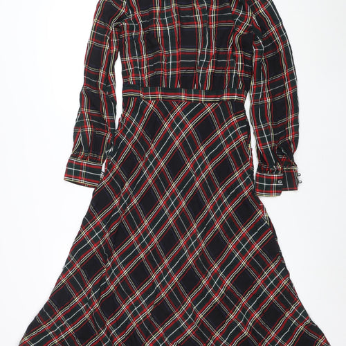 H&M Women’s Multicoloured Check Shirt Dress Size 6 Long Sleeve Midi