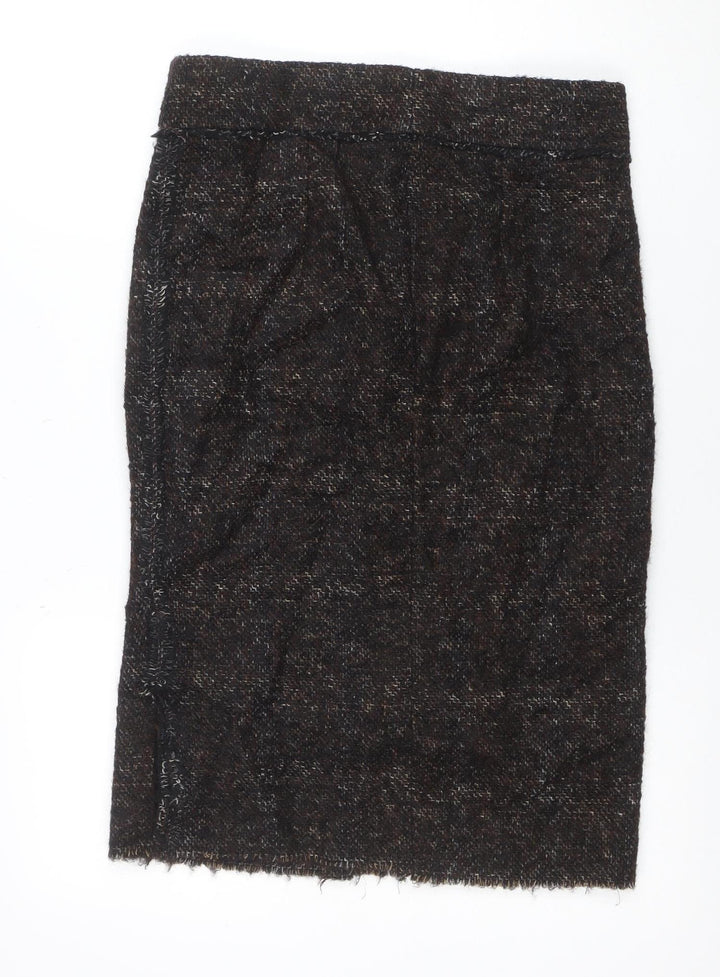 Zara Woman Brown Bouclé Check Chino Shorts Size L
