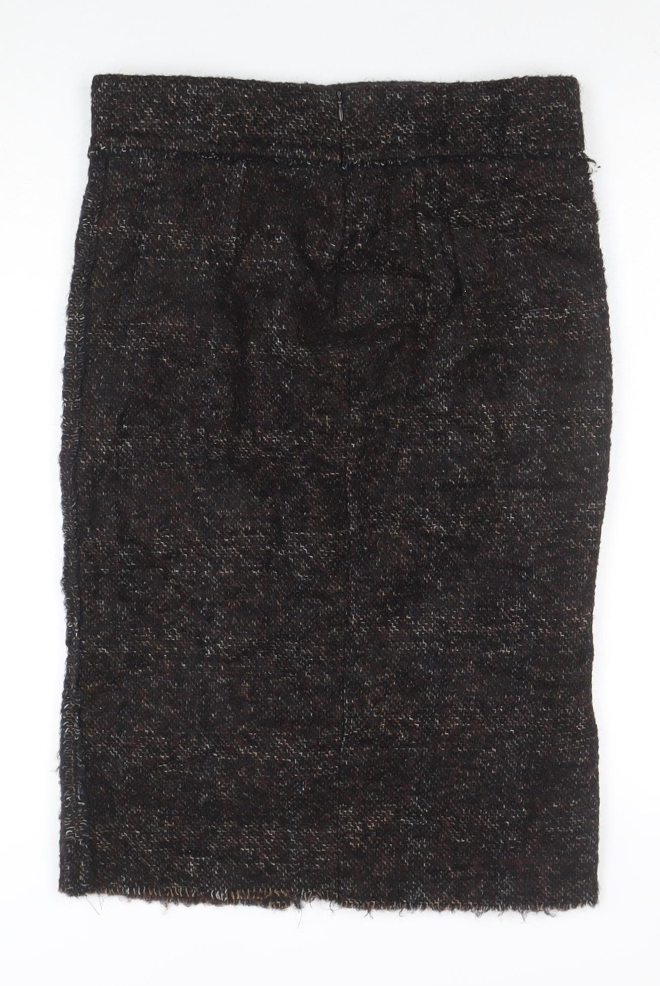 Zara Woman Brown Bouclé Check Chino Shorts Size L