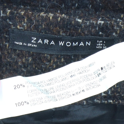 Zara Woman Brown Bouclé Check Chino Shorts Size L