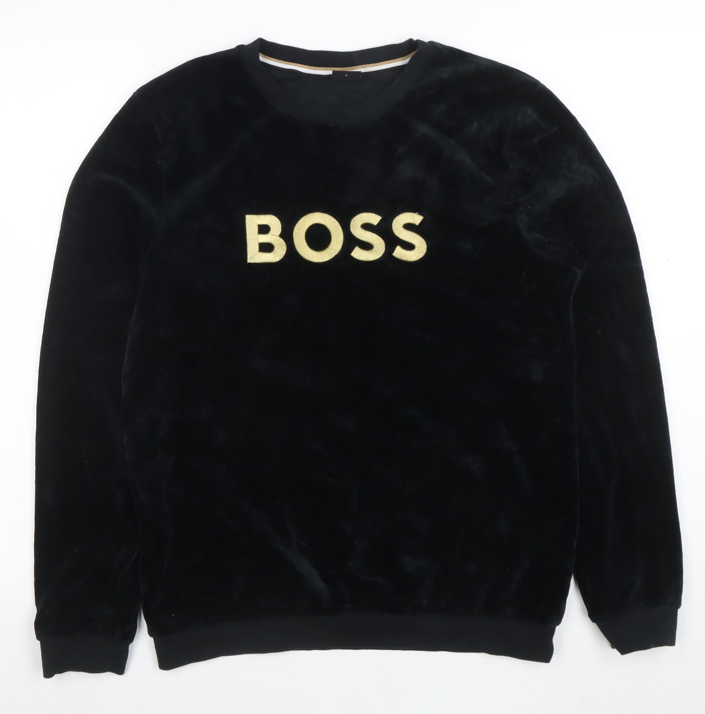 BOSS Womens Black Velour Pullover Sweatshirt Size S