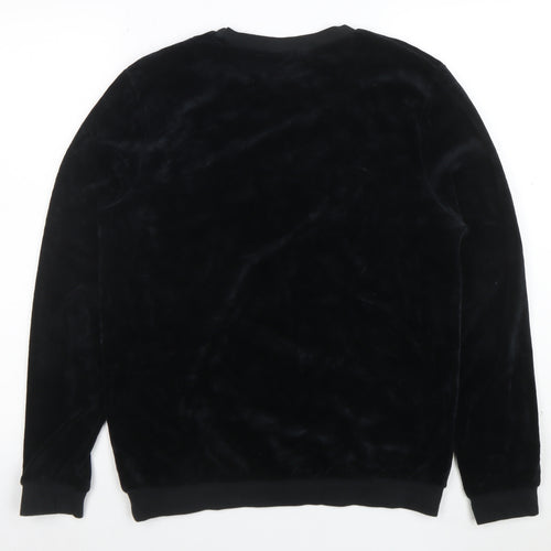 BOSS Womens Black Velour Pullover Sweatshirt Size S