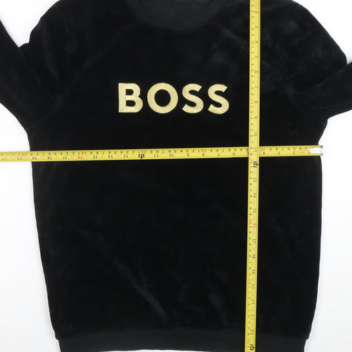 BOSS Womens Black Velour Pullover Sweatshirt Size S