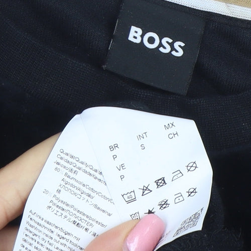 BOSS Womens Black Velour Pullover Sweatshirt Size S
