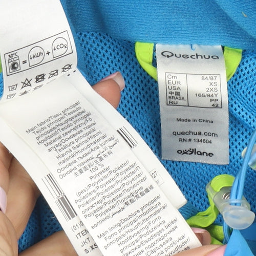 Quechua Women's Blue Waterproof Hooded Jacket XS Outdoor Rain Coat