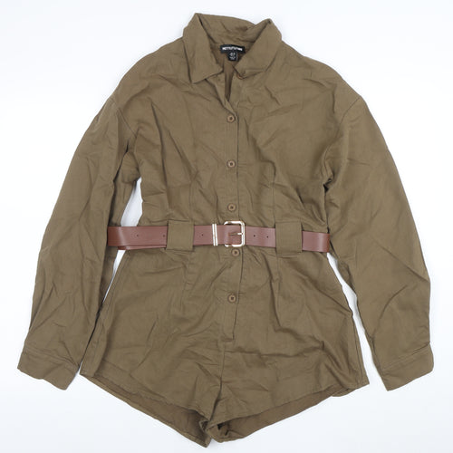 PrettyLittleThing Women’s Khaki Belted Long Sleeve Playsuit UK 12