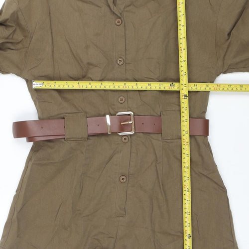 PrettyLittleThing Women’s Khaki Belted Long Sleeve Playsuit UK 12