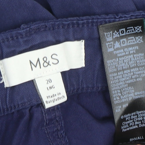 Marks and Spencer Women Blue Size 20 Long Cargo Trousers