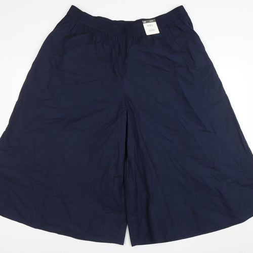 Marks and Spencer Women’s Blue Size 20 Short Wide-Leg Cropped Cotton Trousers
