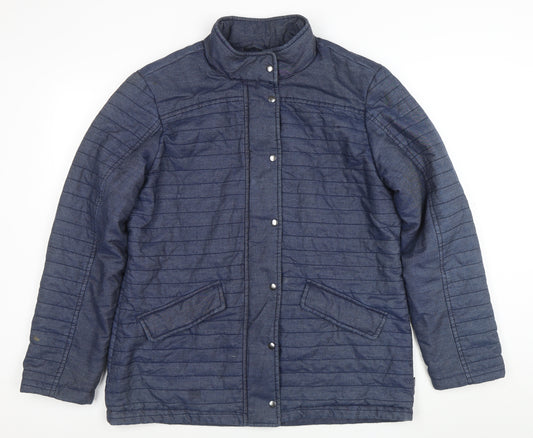 Captain Corolle Women's Blue Quilted Cotton Jacket Size 14