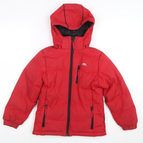 Trespass Boys Red Waterproof Hooded Puffer Jacket Coat 5-6 Years