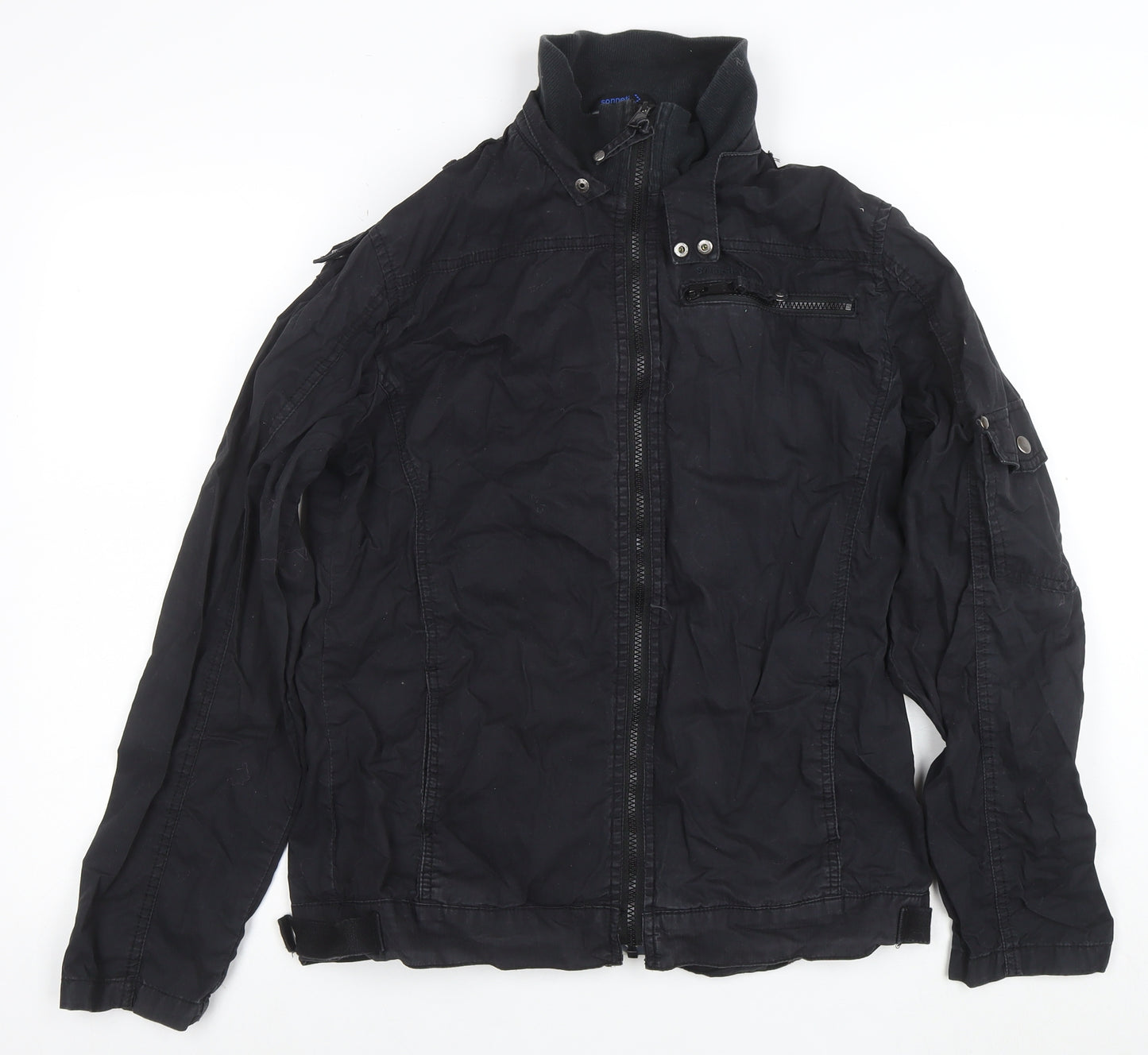 Sonneti Women's Black Cotton Biker Jacket Size M