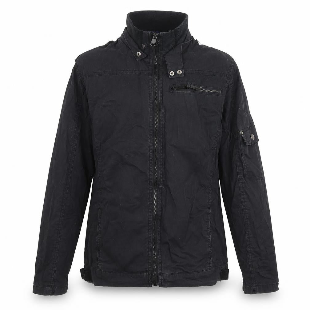 Front view of Sonneti Women's Black Cotton Biker Jacket, size M