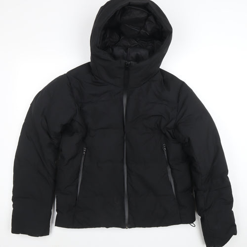 Uniqlo Women's Black Puffer Jacket S Hooded Windproof Winter Coat