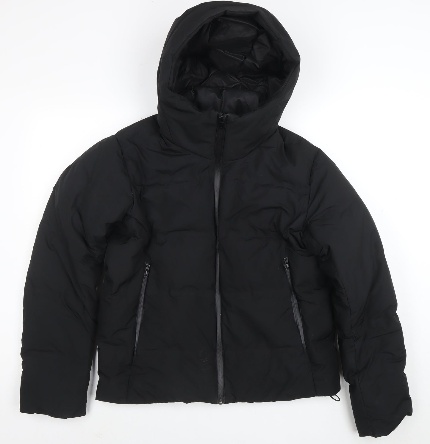 Uniqlo Women's Black Puffer Jacket S Hooded Windproof Winter Coat