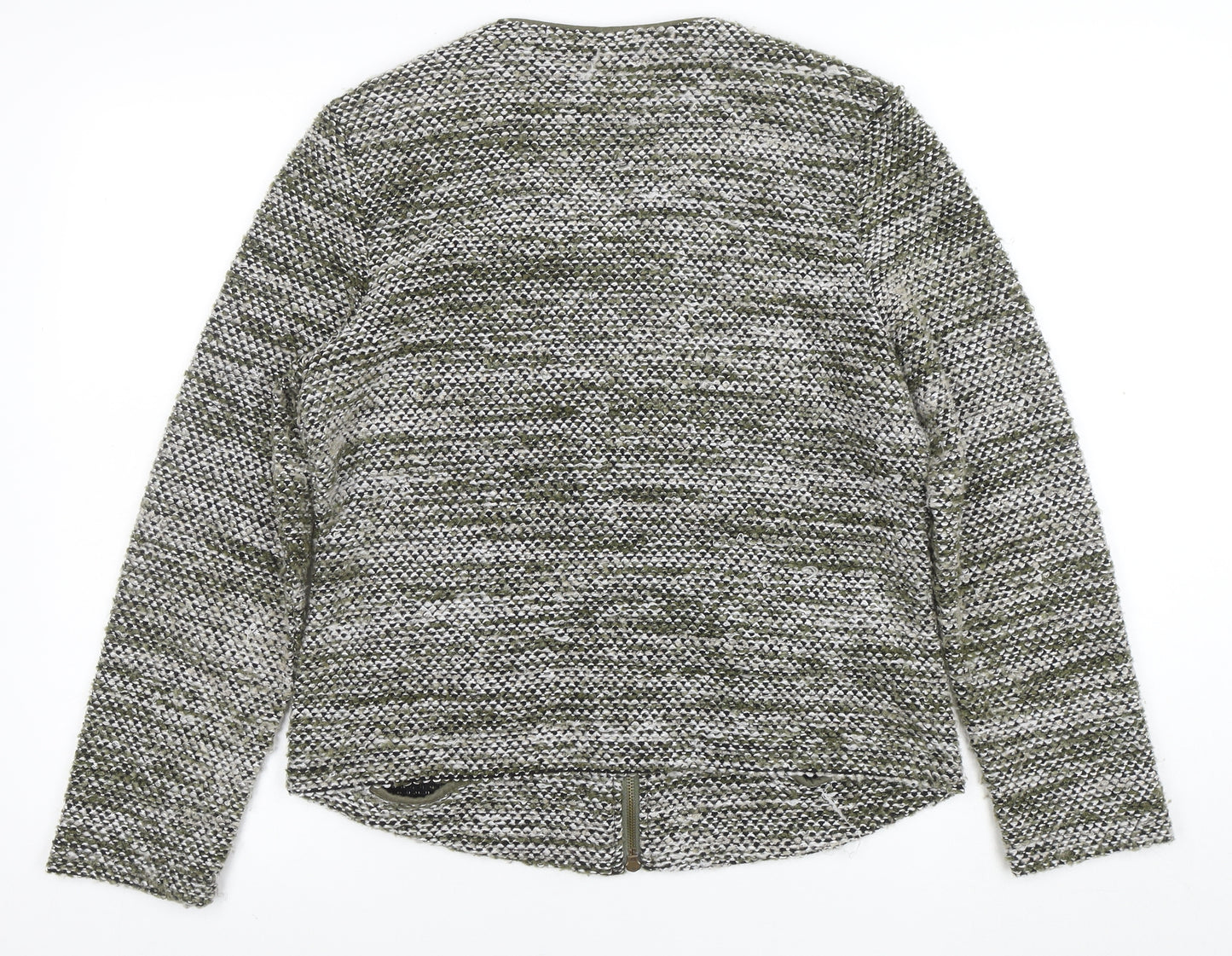 Via Appia Women Green Knit Full Zip Cardigan Size 14 Classic Style