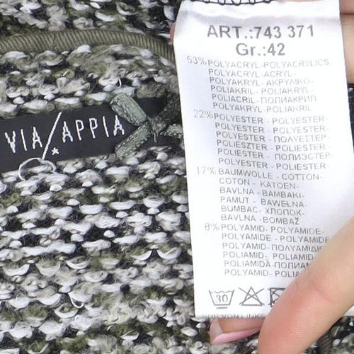 Via Appia Women Green Knit Full Zip Cardigan Size 14 Classic Style