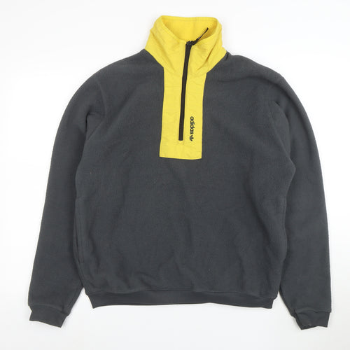 adidas Men's Black & Yellow Fleece 1/4 Zip Sweatshirt Size M