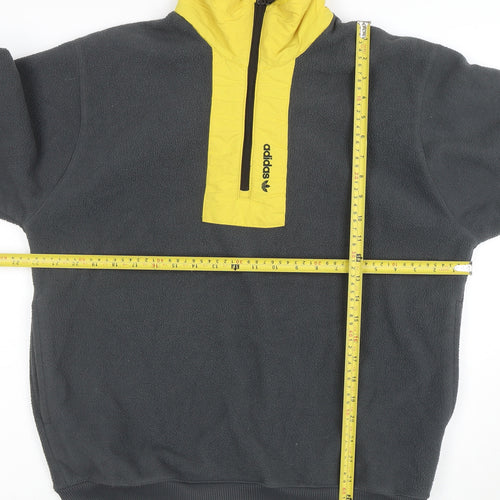 adidas Men's Black & Yellow Fleece 1/4 Zip Sweatshirt Size M