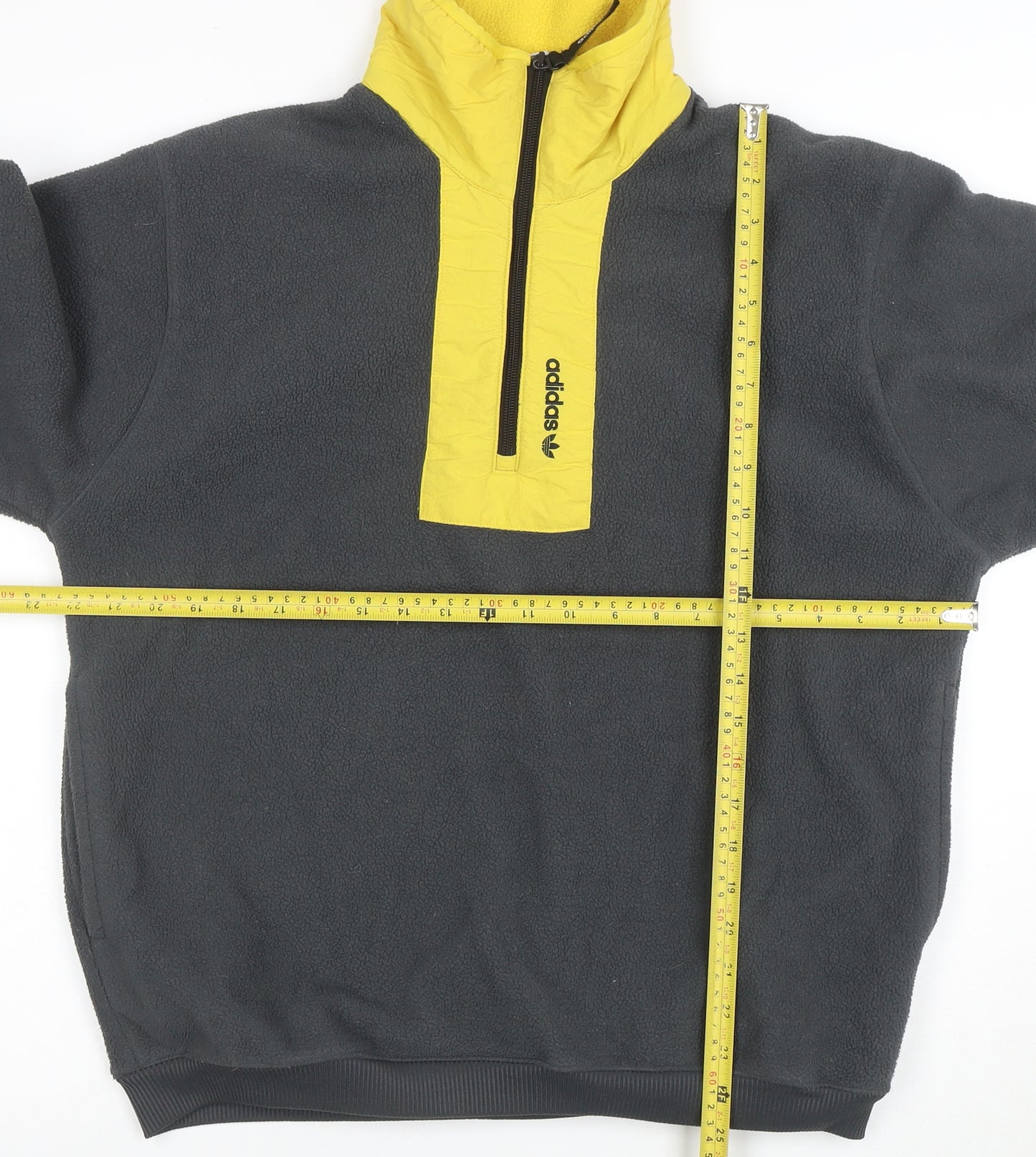 adidas Men's Black & Yellow Fleece 1/4 Zip Sweatshirt Size M