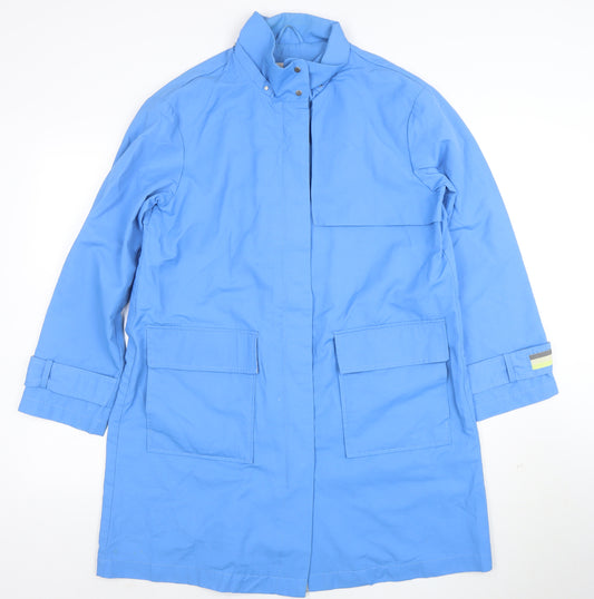 edc Women Blue Medium Parka Jacket Cotton Blend Lined Pockets