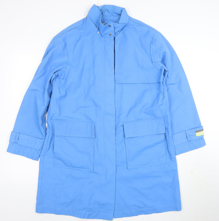 edc Women Blue Medium Parka Jacket Cotton Blend Lined Pockets