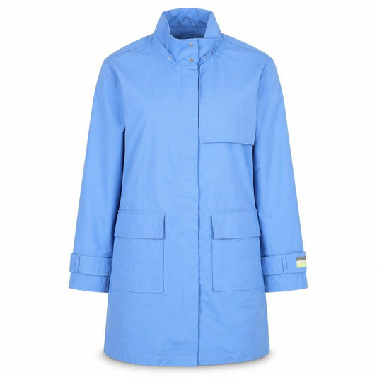 Front view of edc Women Blue Medium Parka Jacket Cotton Blend Lined Pockets
