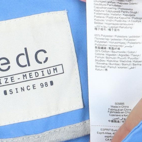 edc Women Blue Medium Parka Jacket Cotton Blend Lined Pockets