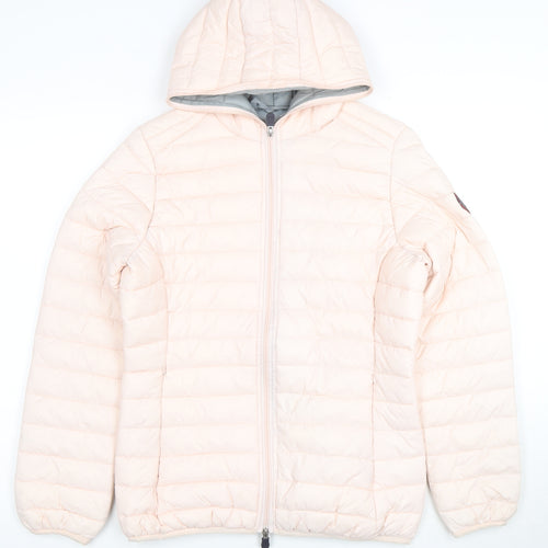 Geographical Norway Women's Pink Hooded Puffer Jacket Size 14