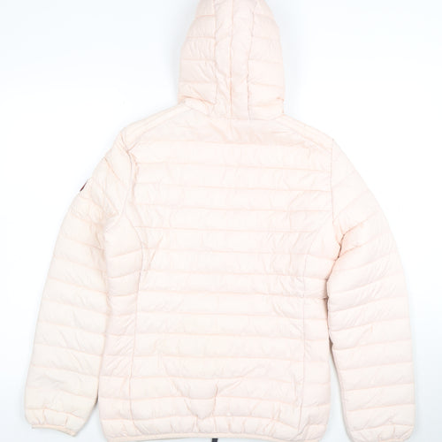 Geographical Norway Women's Pink Hooded Puffer Jacket Size 14