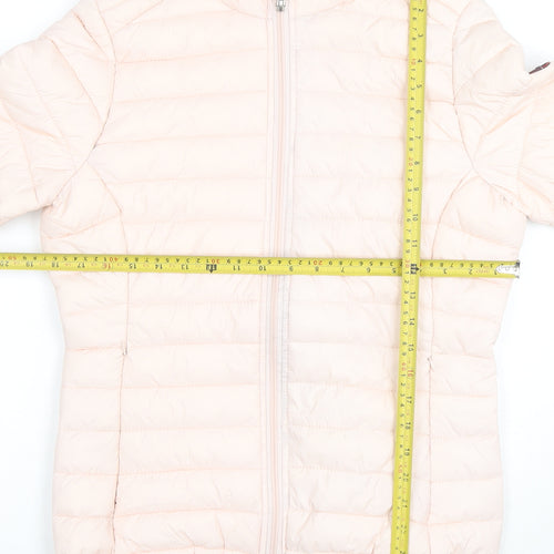 Geographical Norway Women's Pink Hooded Puffer Jacket Size 14