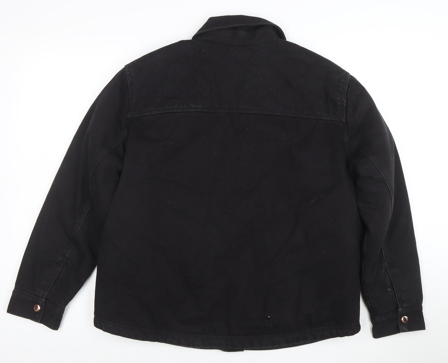 Next Women's Black Cotton Twill Jacket Size 14 Casual Button Front
