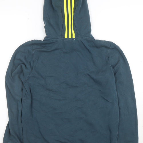 Adidas Boys Blue Hoodie Size 164 Pullover Hooded Sweatshirt