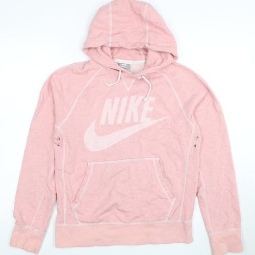 Nike Womens Pink Hooded Pullover Sweatshirt Small Cotton Sportswear