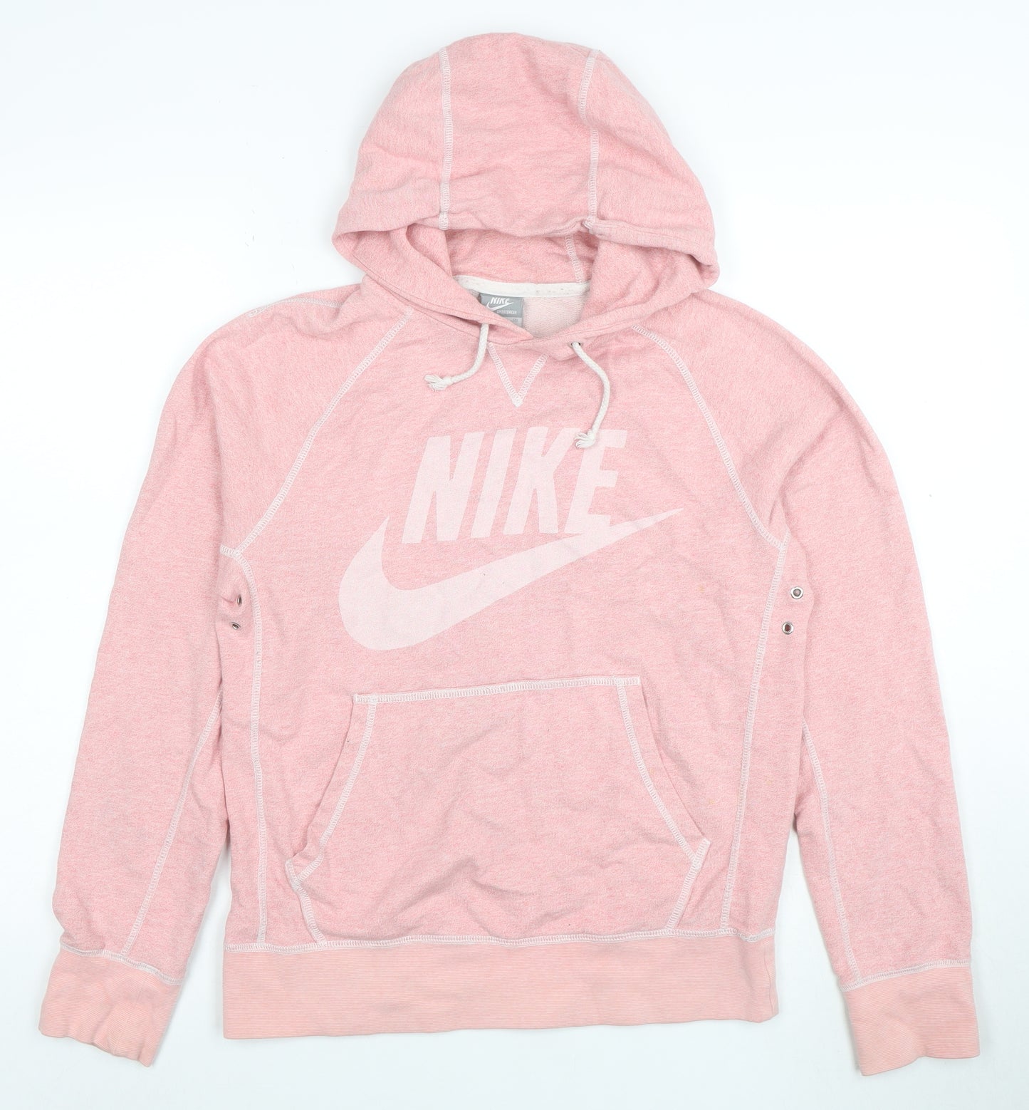 Nike Womens Pink Hooded Pullover Sweatshirt Small Cotton Sportswear