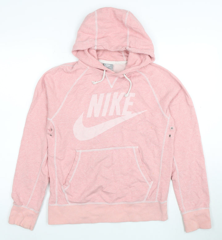 Nike Womens Pink Hooded Pullover Sweatshirt Small Cotton Sportswear