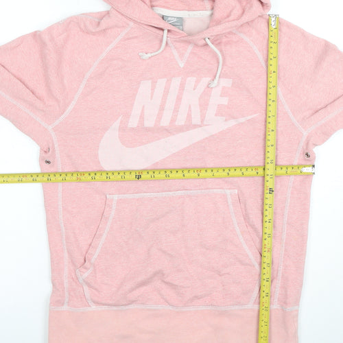 Nike Womens Pink Hooded Pullover Sweatshirt Small Cotton Sportswear