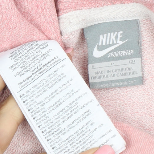 Nike Womens Pink Hooded Pullover Sweatshirt Small Cotton Sportswear