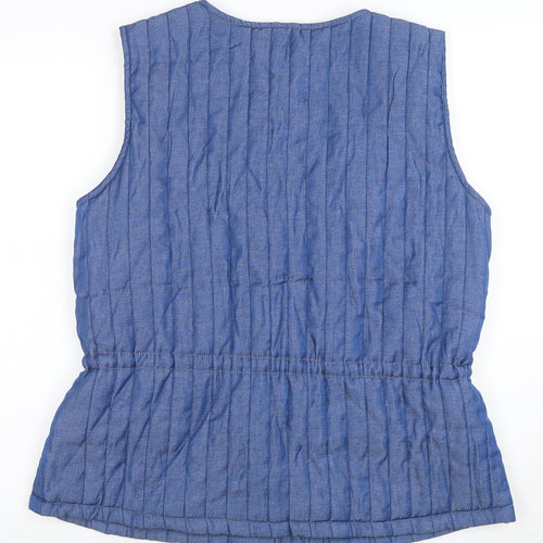 Vero Moda Women Blue Quilted Sleeveless Waistcoat L
