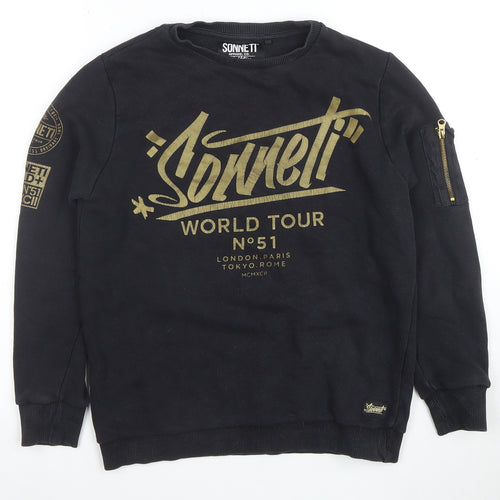 Sonneti Boys Black Graphic Print Pullover Sweatshirt 13-15 Years